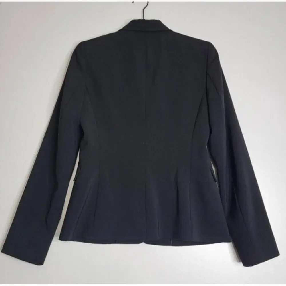 Elie Tahari Black Three Button Blazer Notched Lapel Jacket Size 4